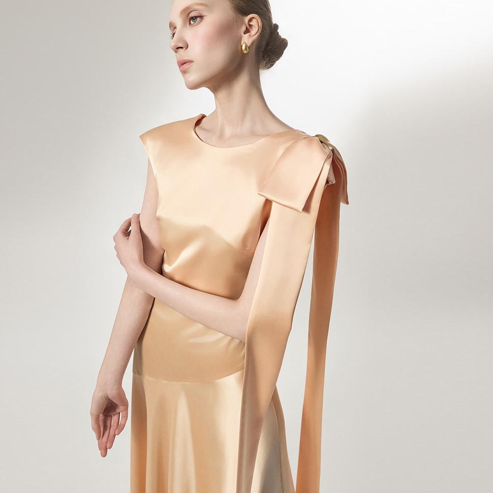 D9590 새틴 리본 맥시 원피스