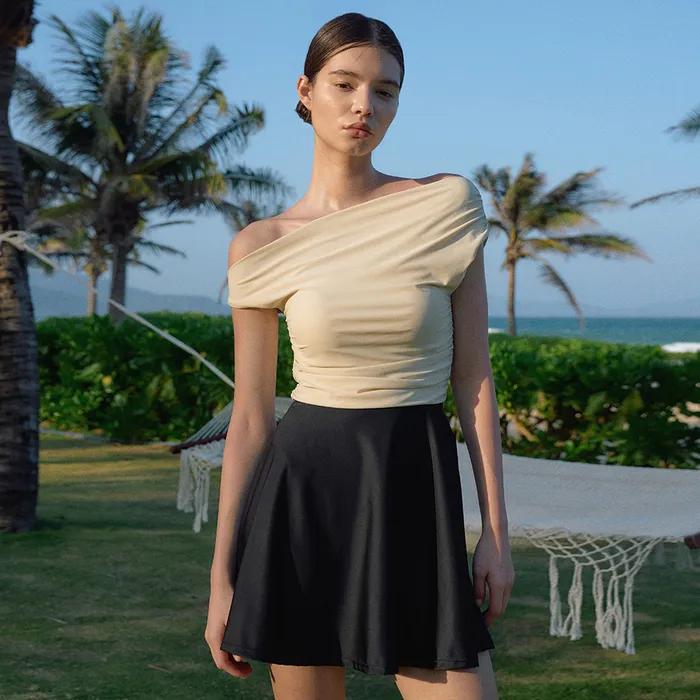 Unbalance Shirring Swimsuit[LMBDSW238]-2color