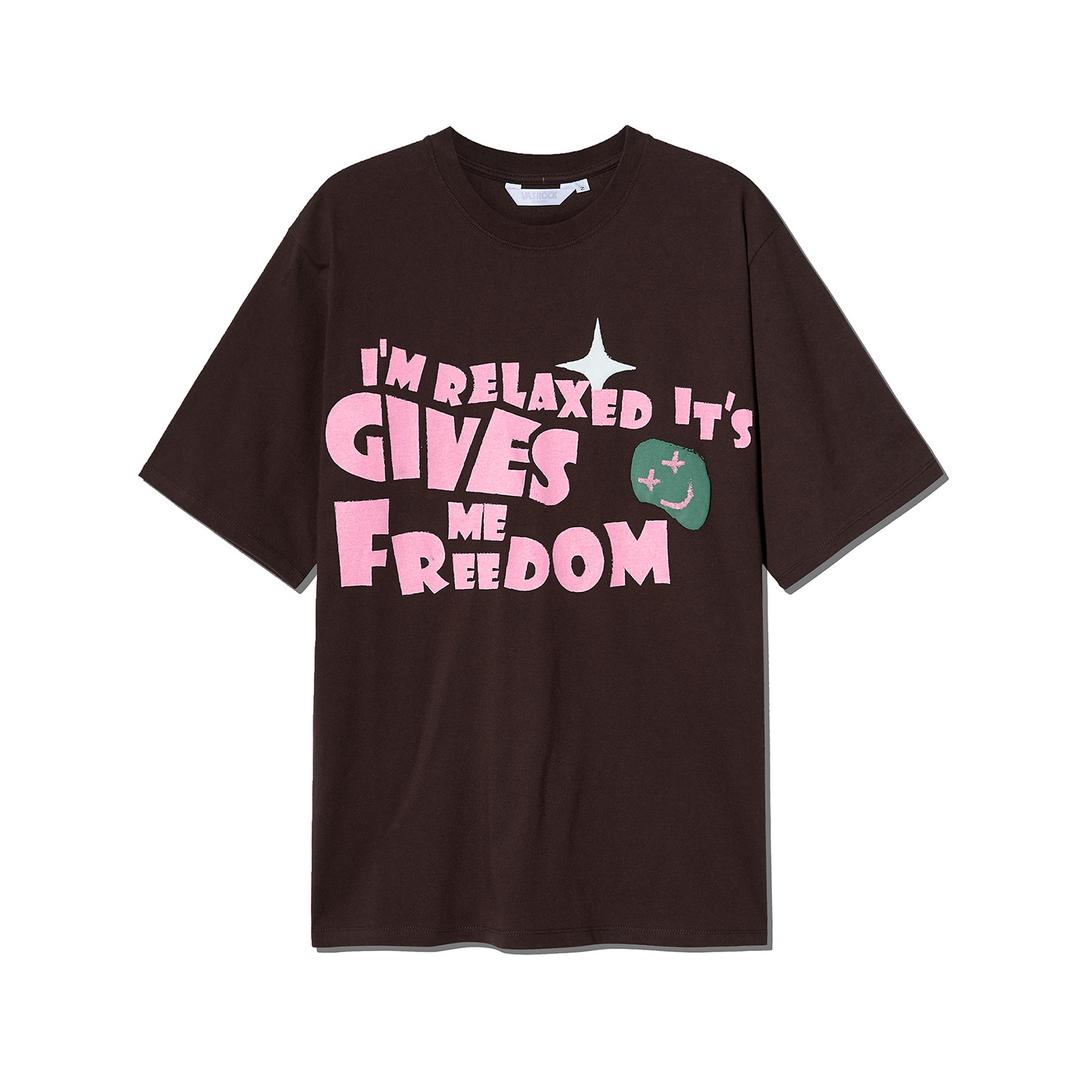 Slogan Artwork Short Sleeve T-shirts Burgundy