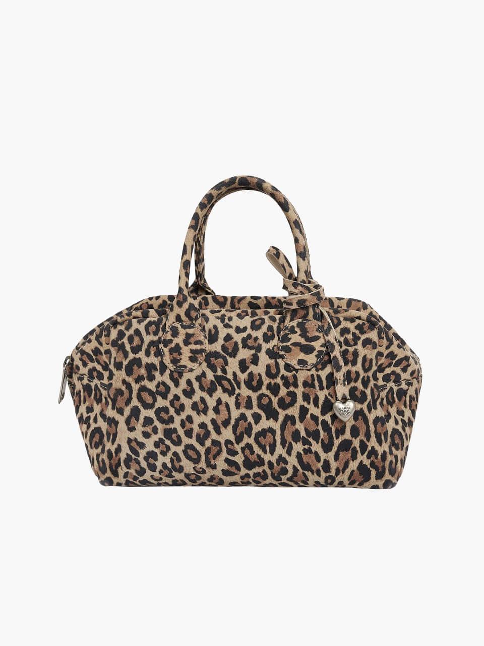SOFT BOWLING BAG_cream leopard suede