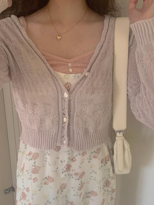 MIGNON HEART KNIT CARDIGAN(IVORY, BEIGE, PINK, SKYBLUE, GREEN, PURPLE 6COLORS!)