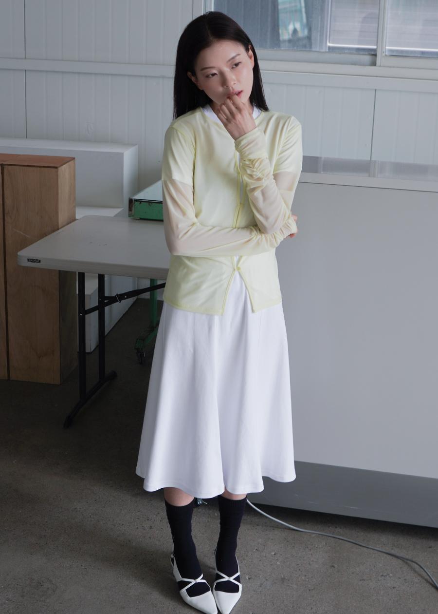 WRINKLE MESH CARDIGAN BUTTER YELLOW