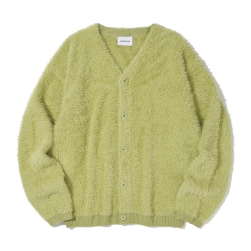 Hairy knit Cardigan_Lime_KN135