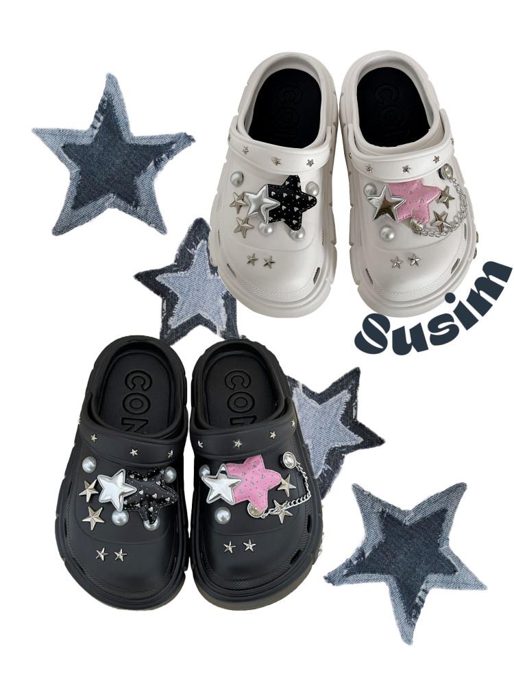 수심 Star Slippers 슬리퍼 방수 힙한 y2k 별 유니크 실내화 야외 여름