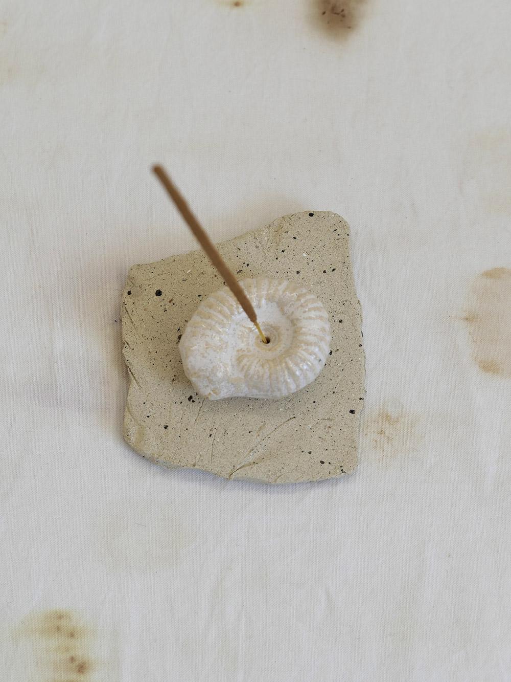 Ammonite Incense holder, ivory