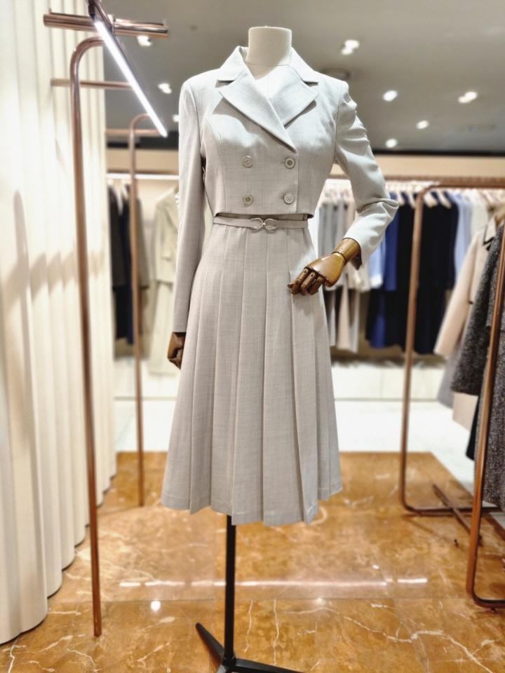 [케네스레이디] (E298) (EWOPNB0600) 멜란지 플리츠 플레어 원피스