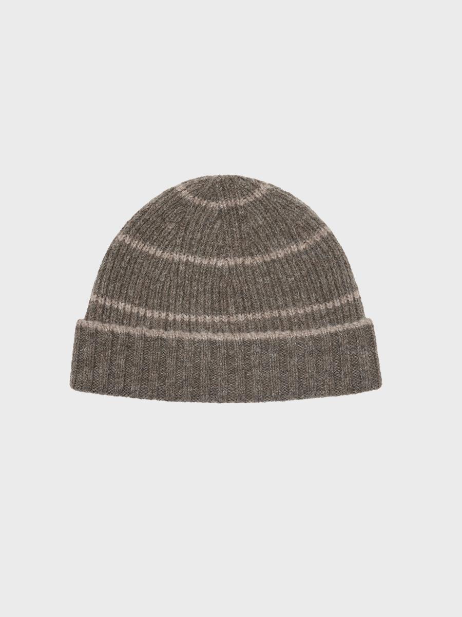 Baby Alpaca Stripe Beanie_Beige