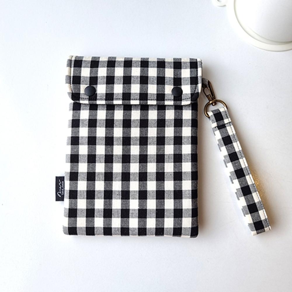 넬ner 블랙 깅엄체크 이북리더기 아이패드파우치 노트북 파우치 주문제작파우치