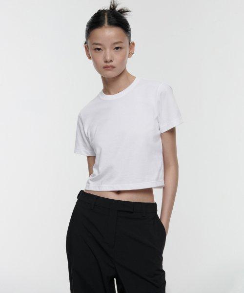 무신사 스탠다드 우먼(MUSINSA STANDARD WOMAN)  [쿨탠다드] 우먼즈 크루 넥 크롭 반팔 티셔츠 [화이트] - 사이즈 & 후기 | 무신사