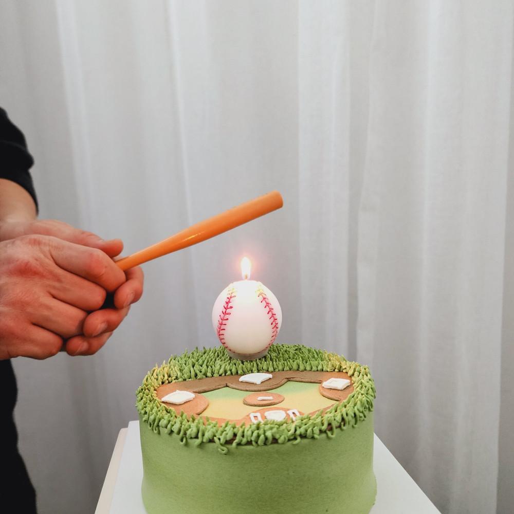 야구공초 미니야구배트 케이크 생일초 파티초