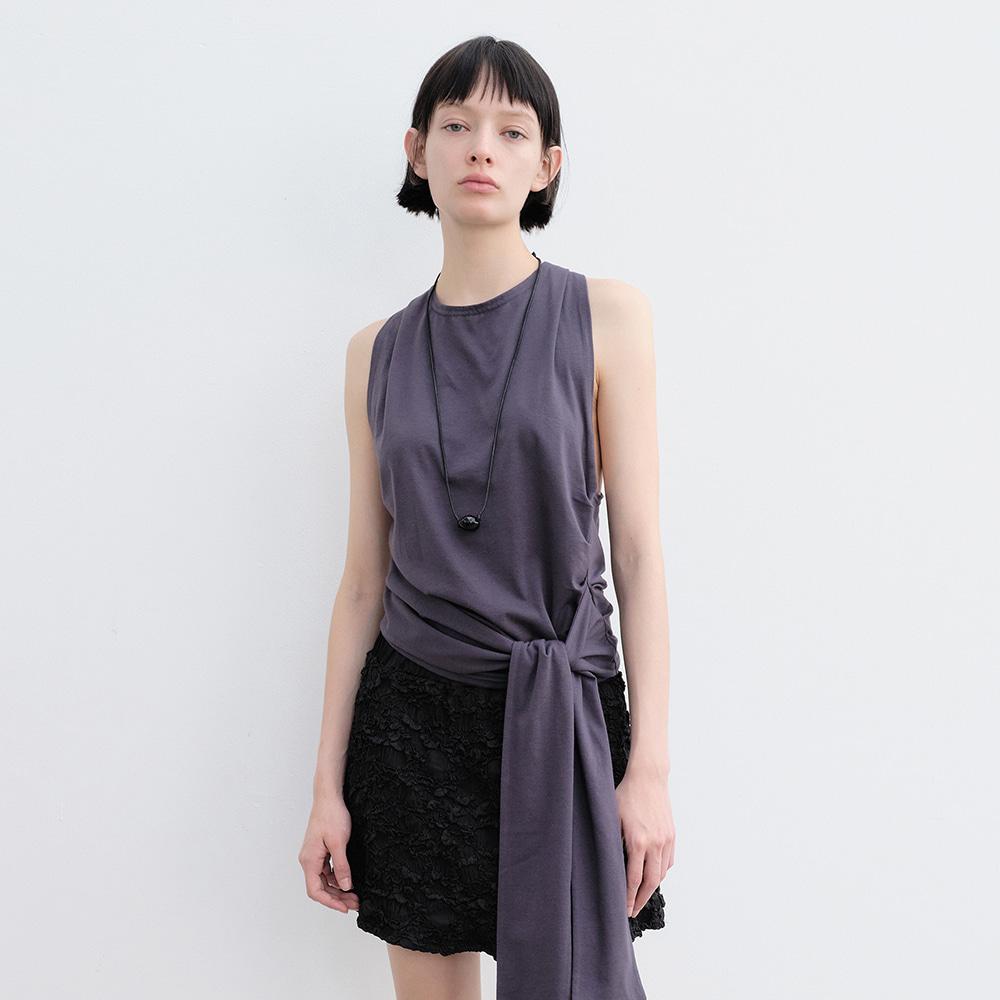 Back Twist Sleeveless Top (Charcoal)