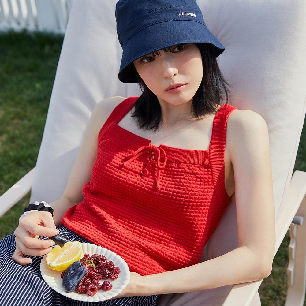 [29CM 단독] SLEEVELESS STRAP KNIT RED