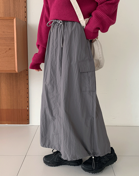 [2천장돌파]로슨토 스트링 카고 롱 스커트 (2color)