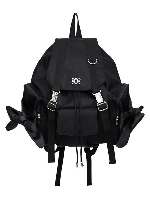 [Nylon] bow backpack (black)
