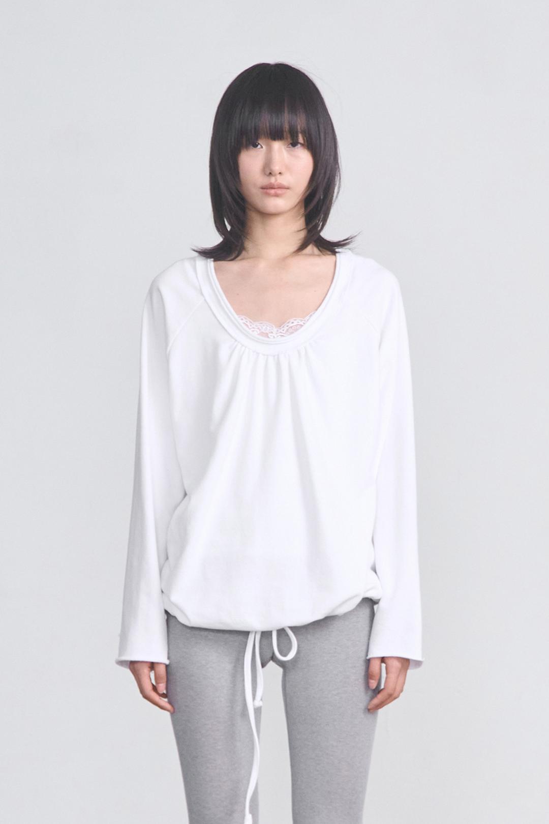 [Exclusive] Round Hem String Top _ White