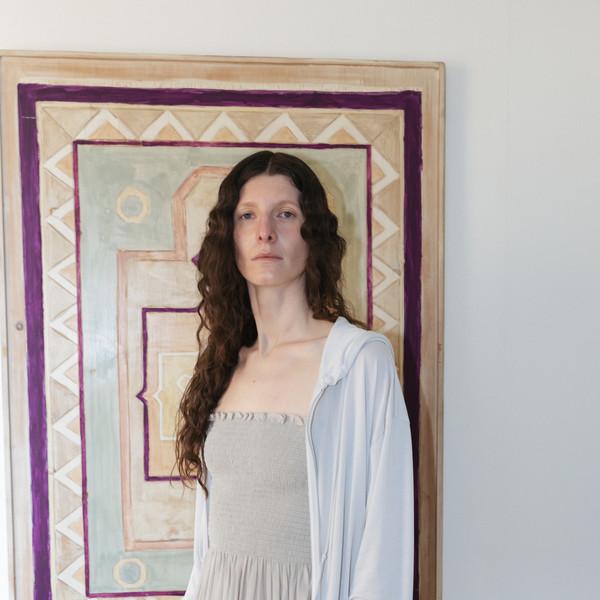 Flowy Jersey Hoodie Zip-Up (Light Gray / Dark Gray / White)