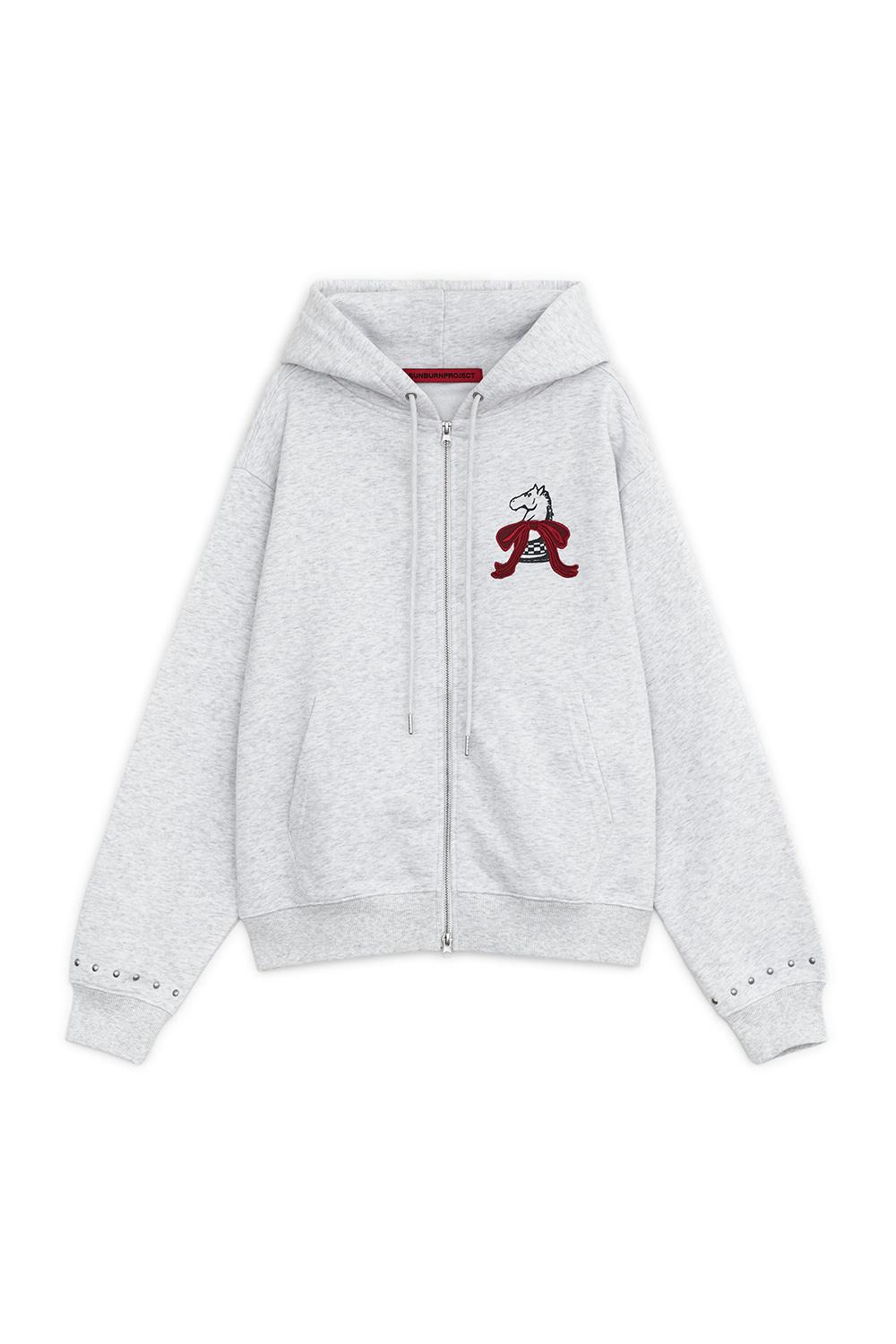 MUSTANG HOODIE ZIP-UP, MELANGE GRAY