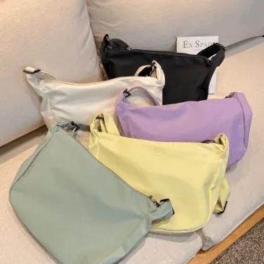 데일리 심플 호보 캔버스백 잔체크 비비드 숄더 크로스백 5color