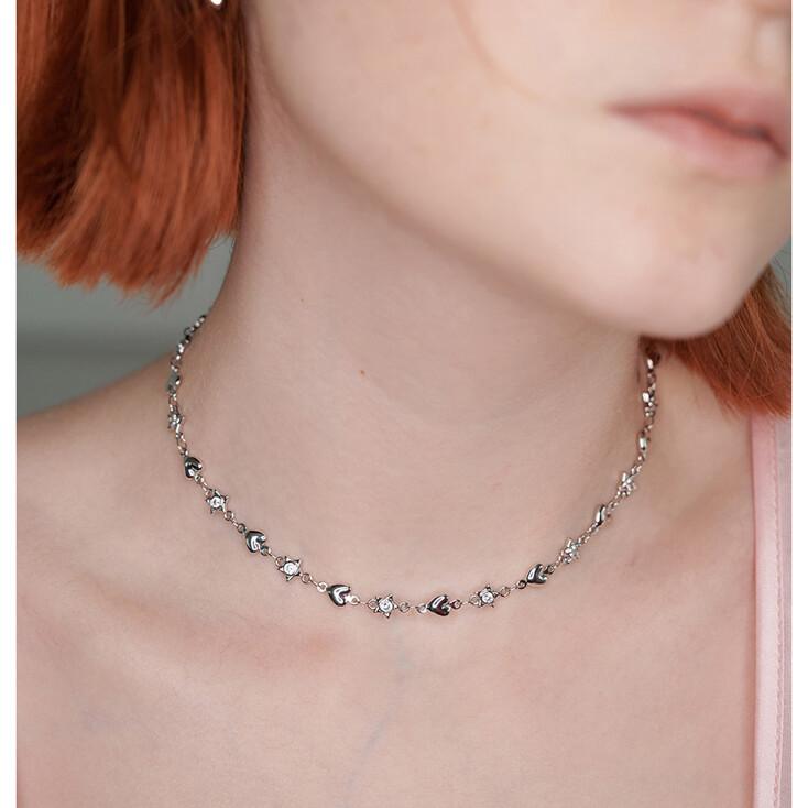 Tiny Heart&Star Chain choker (silver)