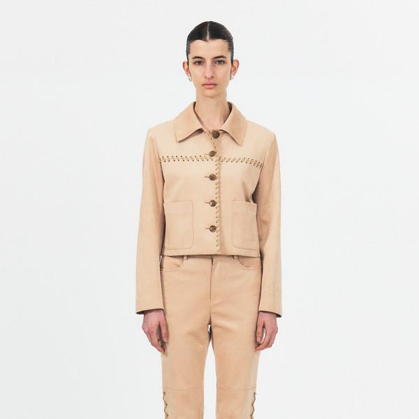 ECO SUEDE BIKER BOOTS CUT PANT (BEIGE)