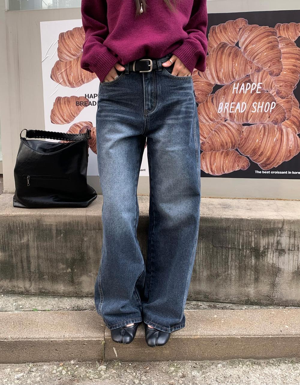 캣 워싱 세미와이드 denim