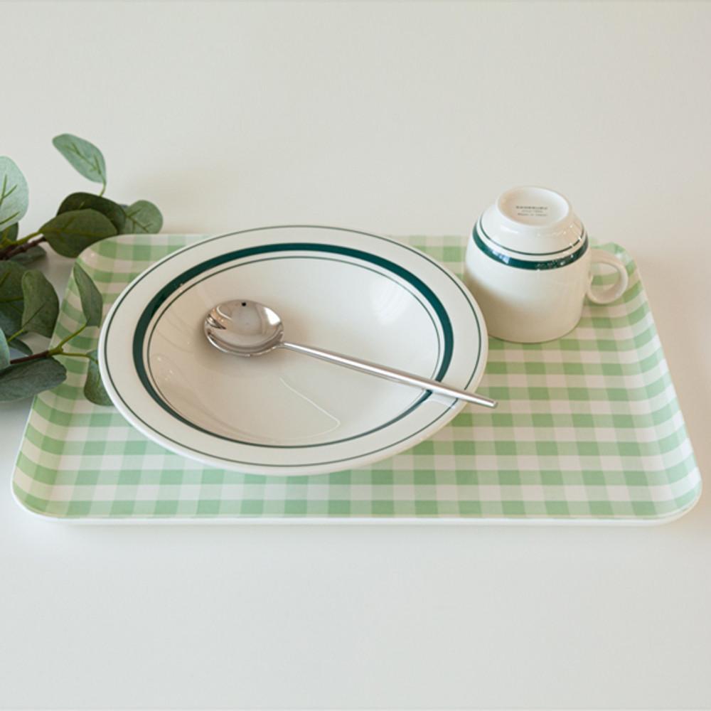 일본 체크 린넨 트레이 쟁반 2사이즈 4컬러