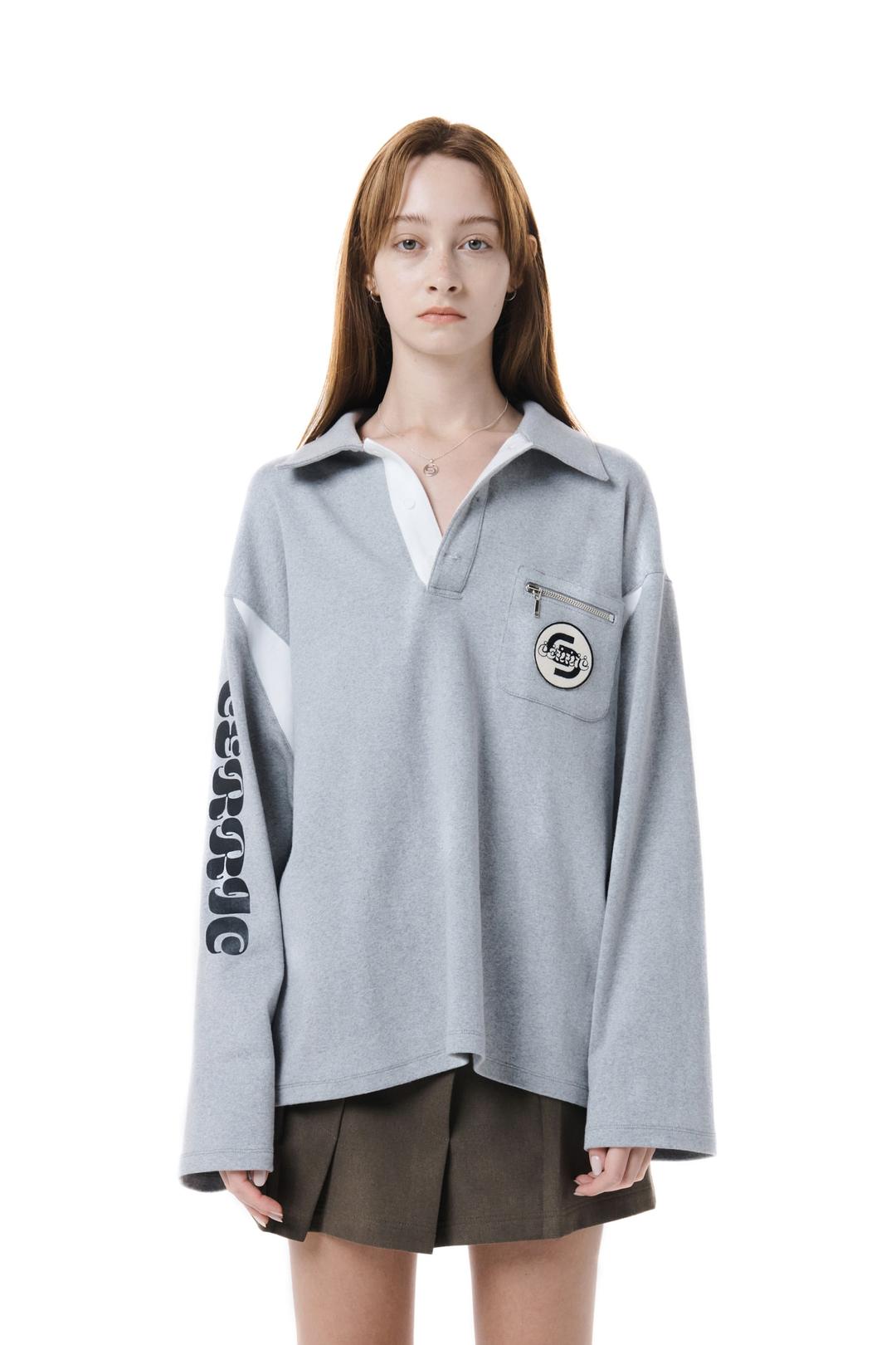 LOGO PATCH COLLAR SWEATSHIRT / GRAY
