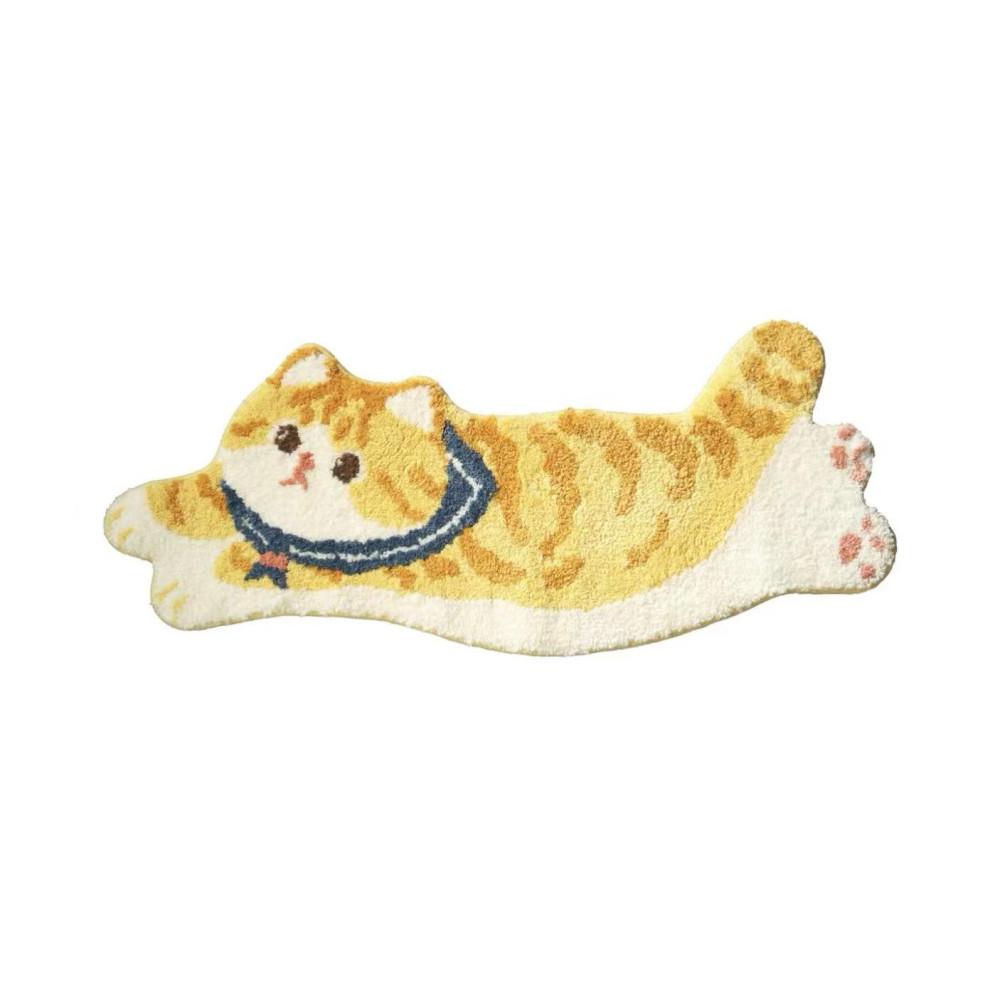 노랑색 고양이 발매트 화장실 현관입구 침대러그