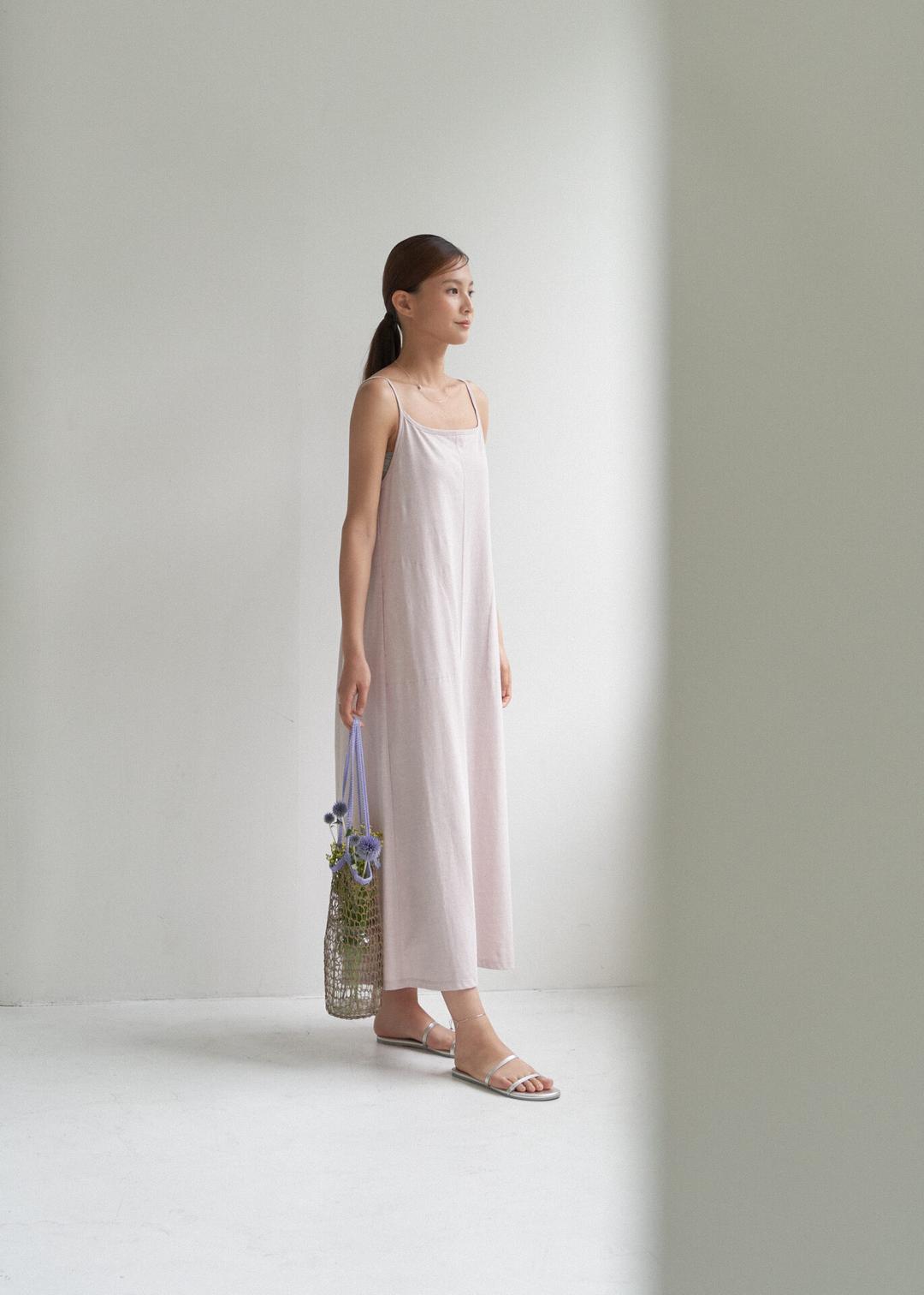 Soft cotton scoop back dress -pale pink