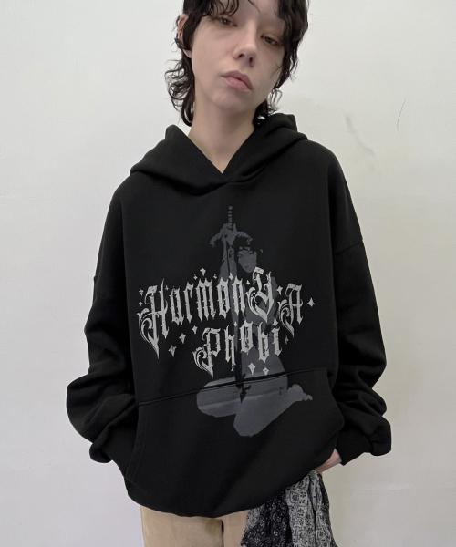 크랙 엔젤 후디 BLACK(washed)
