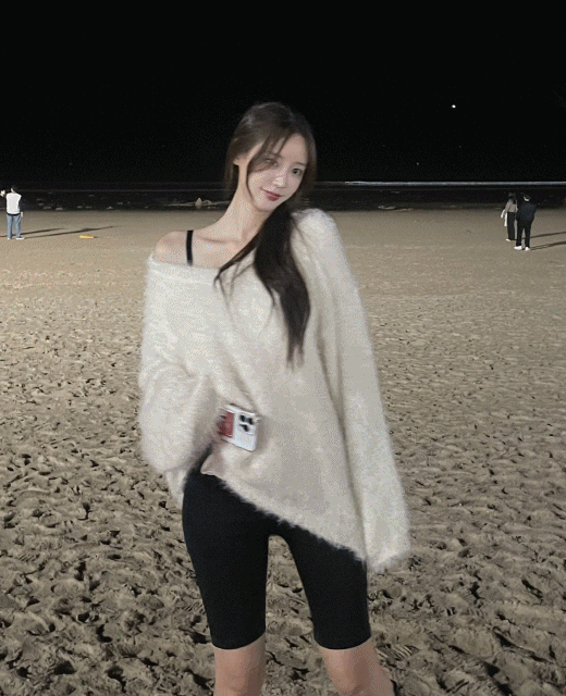 예핏 [촉감굿!]앙고라 브이넥 보들 눈꽃 롱 퍼니트 5color