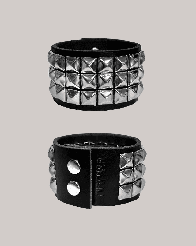 Square Studded Leather Bracelet