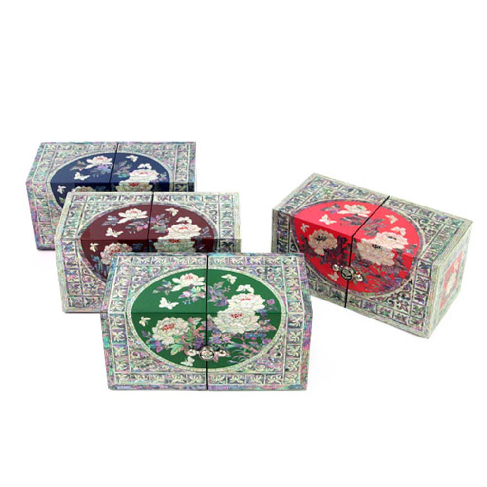 명품 나전 쌍합 대 부귀목단 비밀보석함 자개보석함 자개함 나전칠기