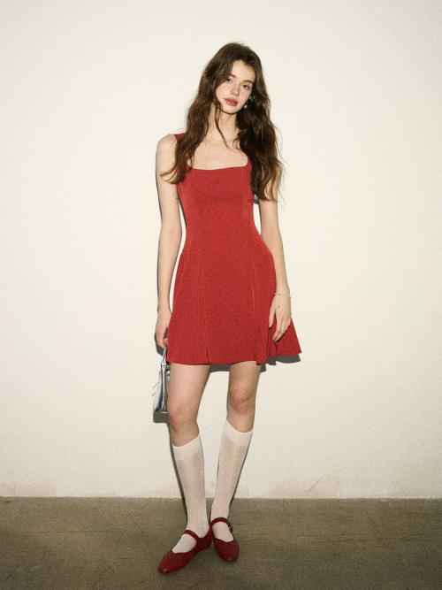 체리 슬리브리스 미니원피스