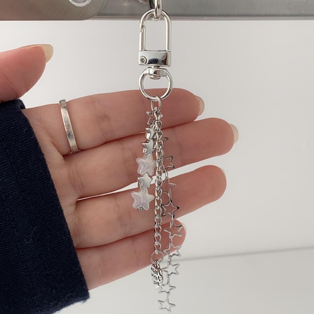 제이풀데이 handmade˚。⋆Star Flow Keyring 실버키링 별 키링 비즈키링 우정키링 핸드폰줄 열쇠고리 키링