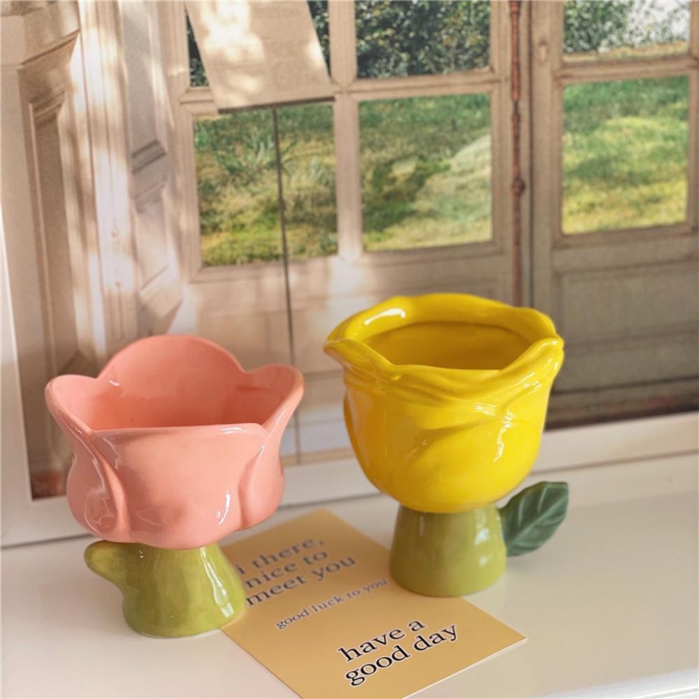 튤립 장미 머그컵 도자기 디저트볼 꽃모양 세라믹그릇