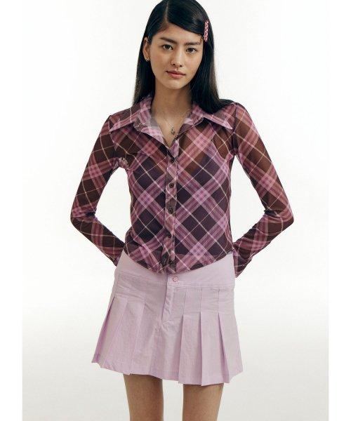 Mesh shirts - brown plaid