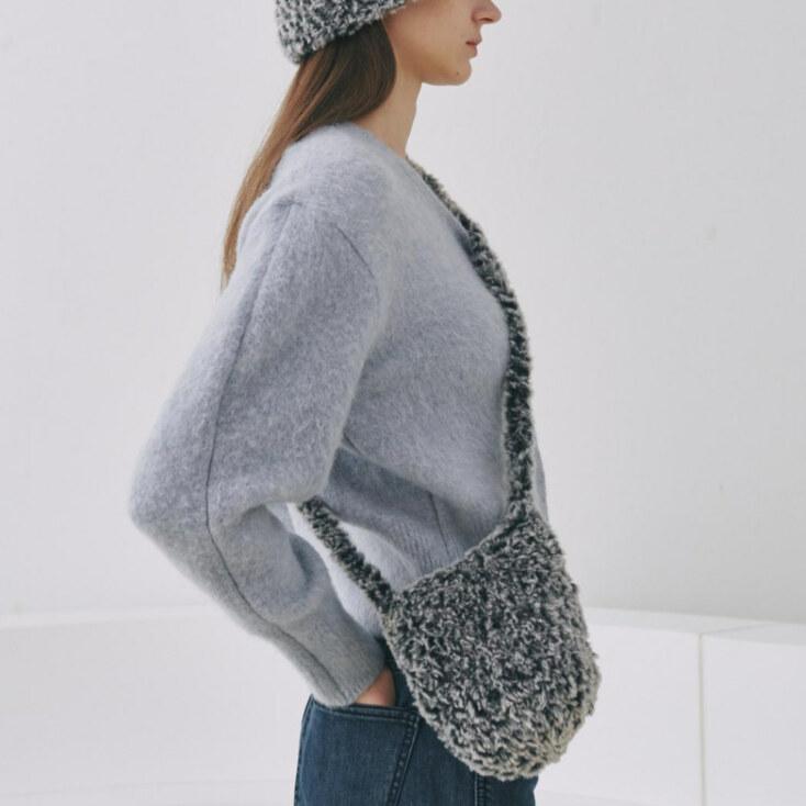 Super Mink Fur Round Bag_Black