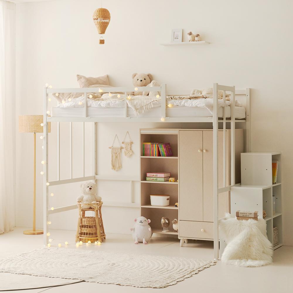 플라망 업다운 높이조절 철제 벙커침대 SS 수납계단