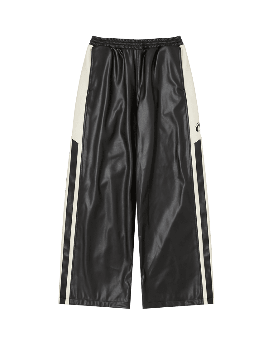 에코 레더 트랙 팬츠 블랙