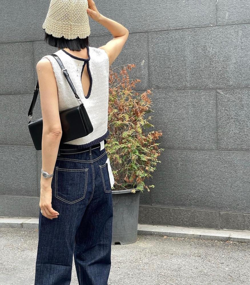 홀 배색 나시 니트 아이 당일발송)