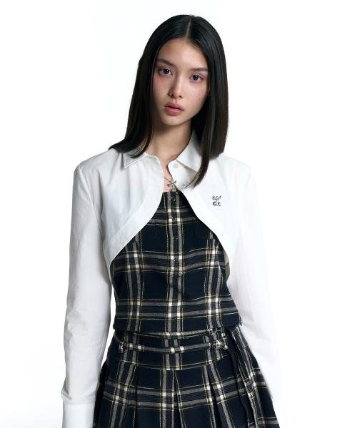 치크체크 볼레로 셔츠 [화이트]