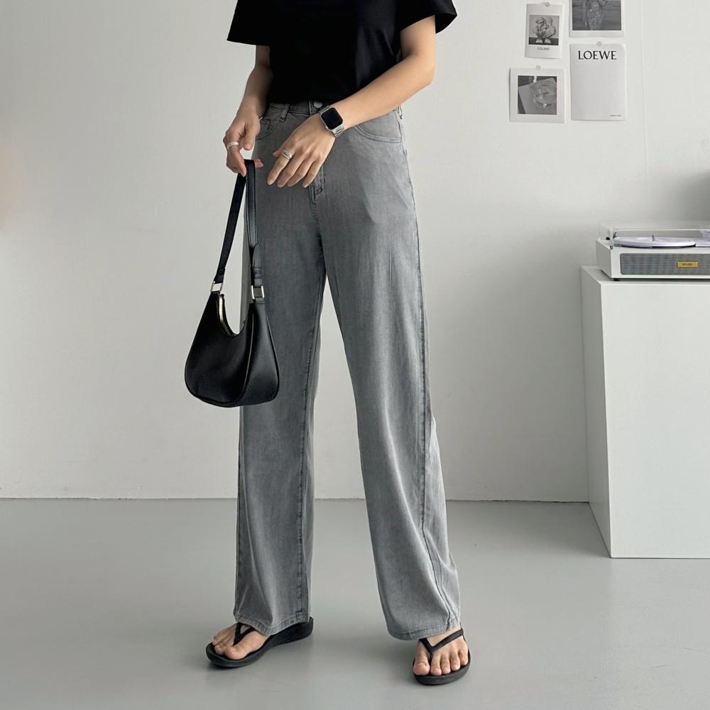 에어핏 여성 여름청바지 쿨데님 텐셀 와이드 아이스 키작녀코디