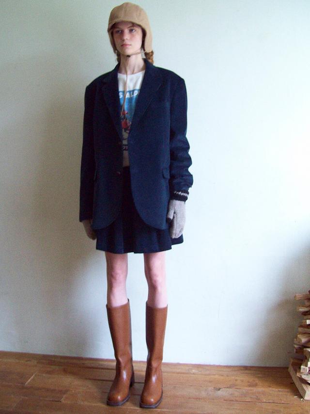 뮤제드 Mused Lucky frill skirt - Grey Stripe - 위시버킷