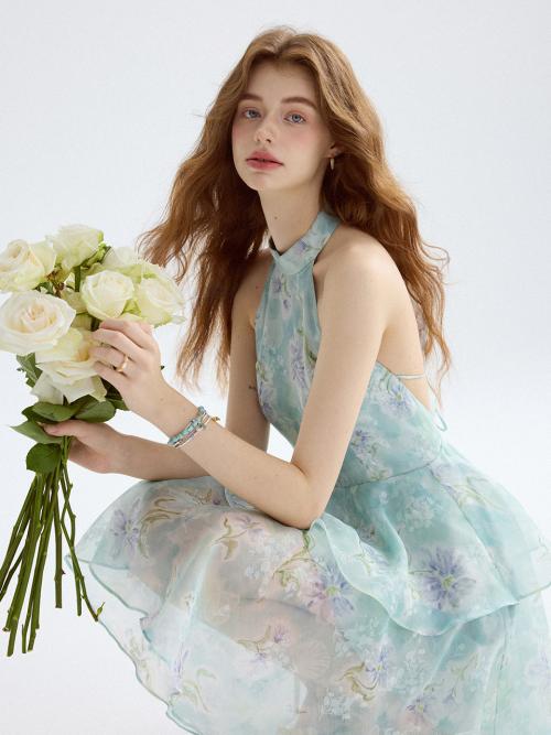 에메랄드 러플 미니원피스