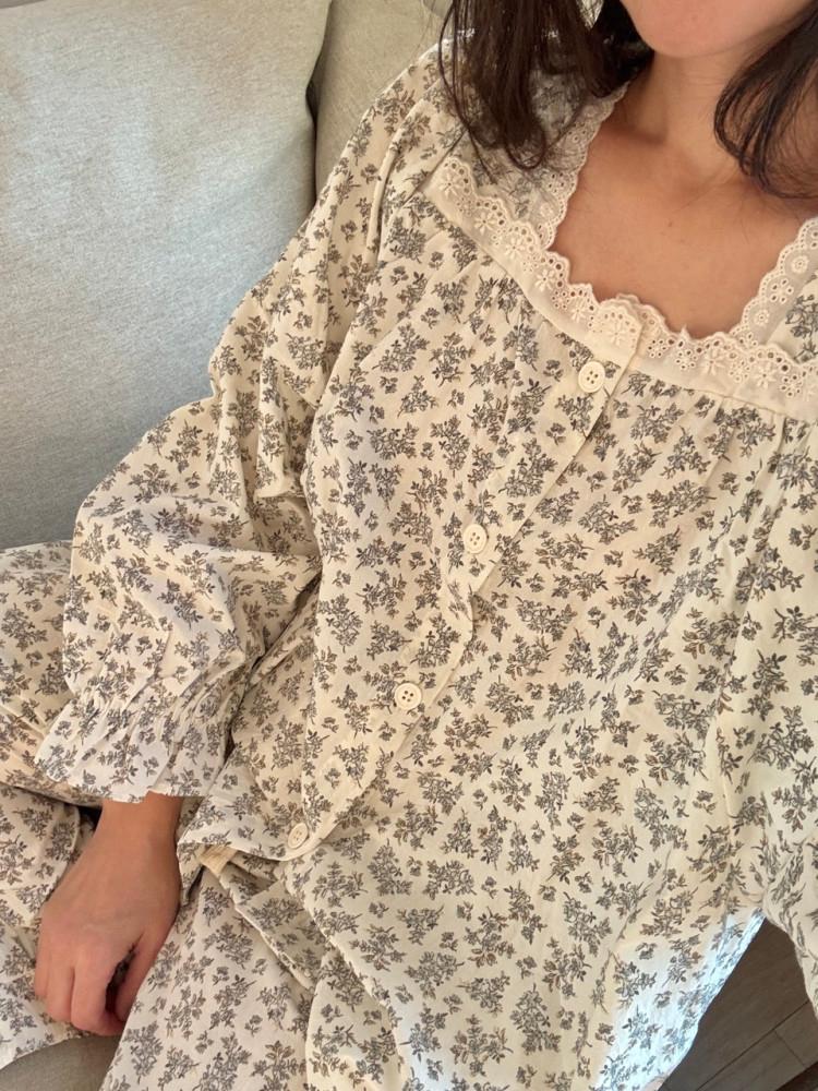 (상하세트 / 원피스) 그레이스 플라워 여성 잠옷 파자마 홈웨어