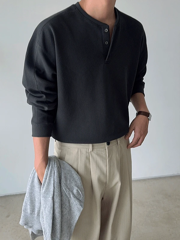 *베니 와플 헨리넥 시보리 티셔츠(4colors,M/L)