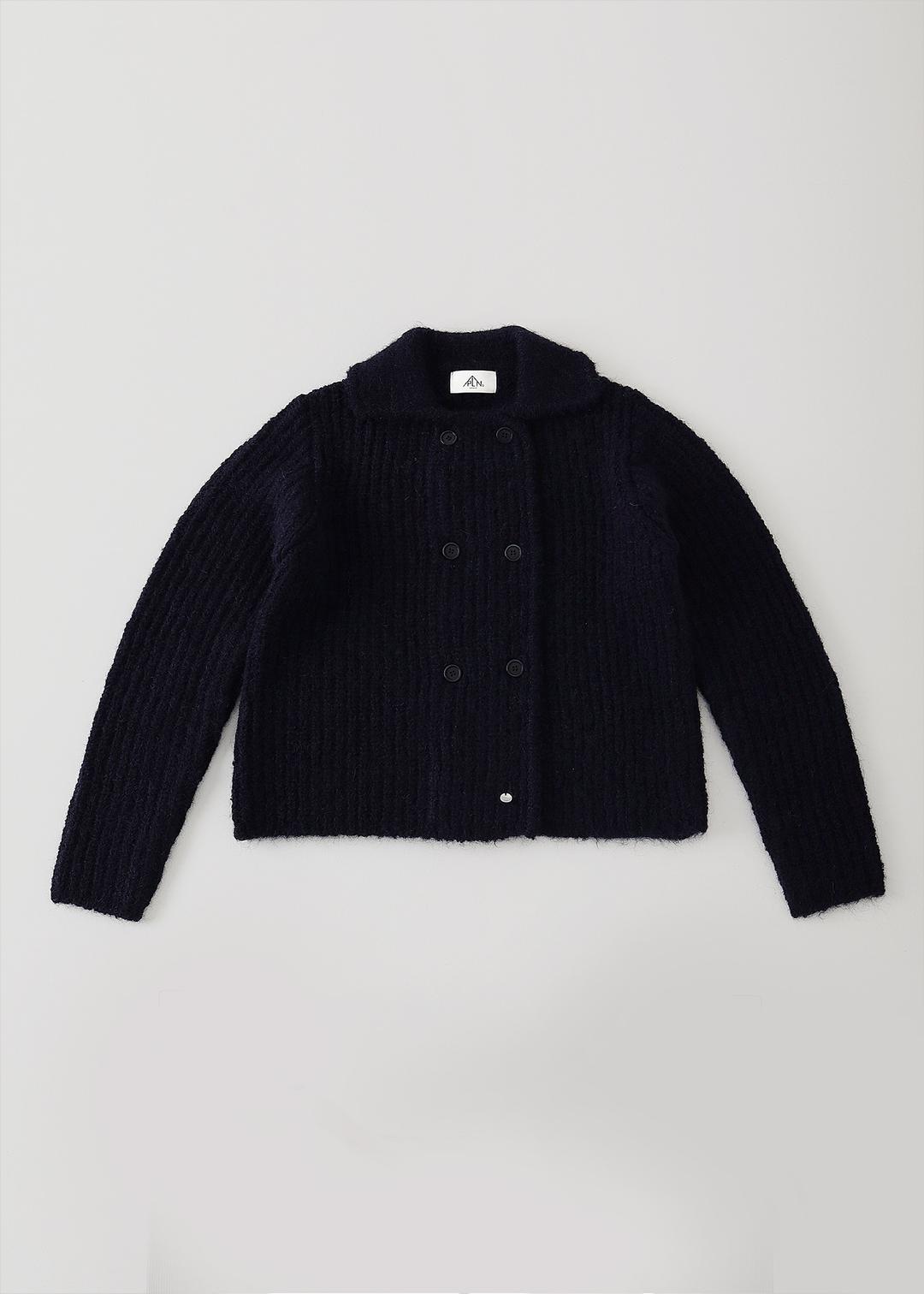 Alpaca double knit cardigan (Navy)