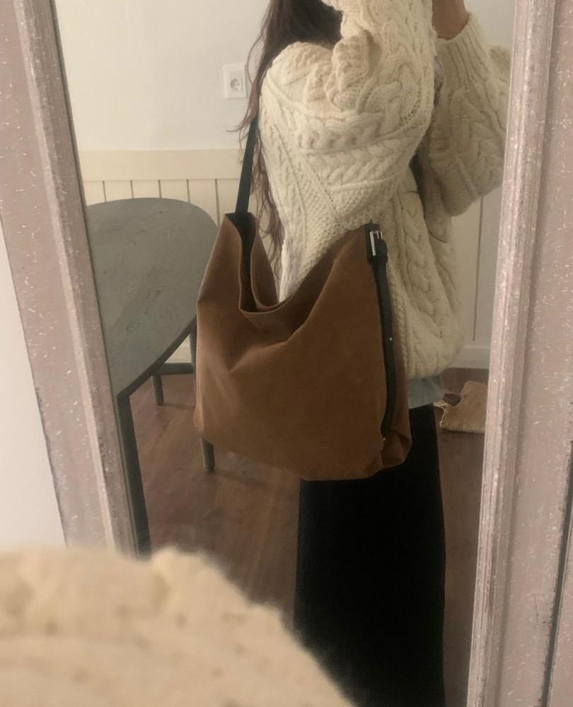 웨더 빈티지 스웨이드 숄더백 2color