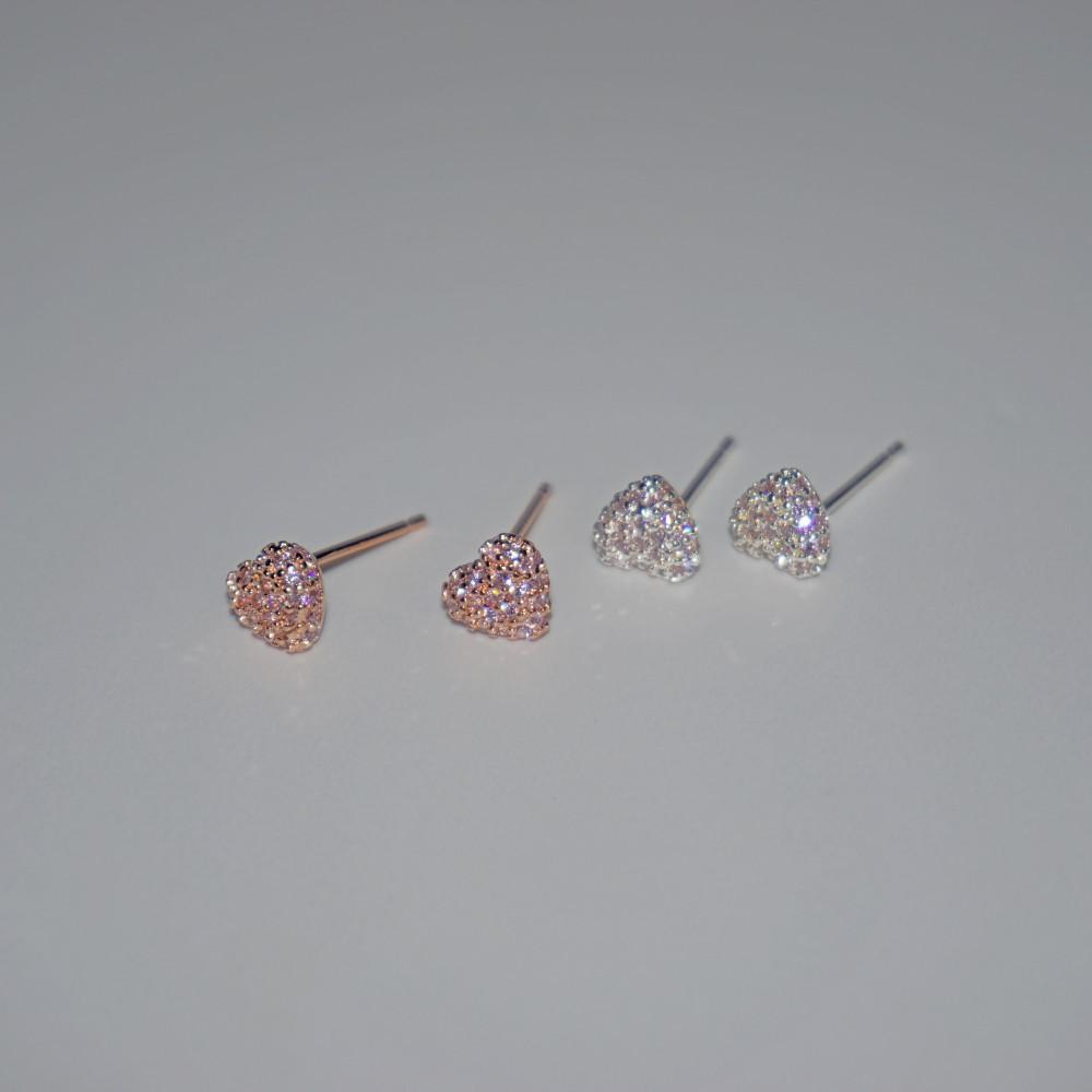 마고 925 발렌타인 파베 하트 귀걸이